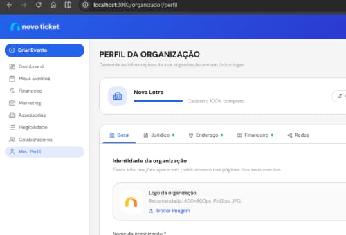 Organizador gerenciando evento